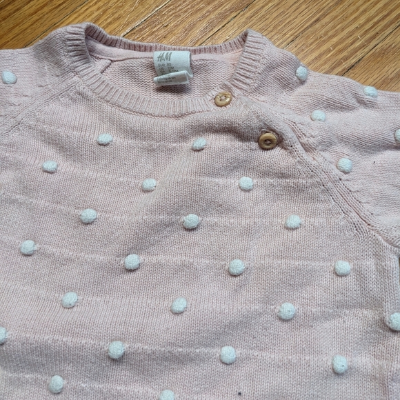 H&M Lot Girls 12 mo.+Pants Shirt Cardigan Pink white long sleeve set - Picture 10 of 12